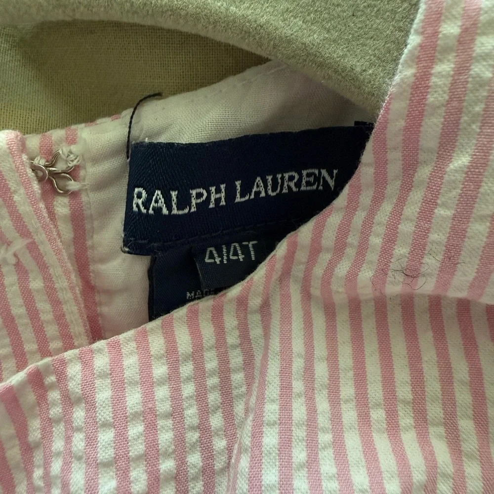 Ralph Lauren Girls Pink Seersucker Dress Size 4T